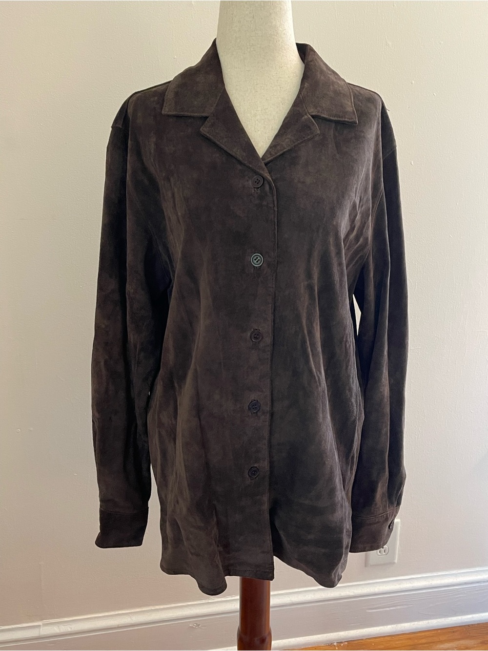 John Paul Richard Brown Suede Leather Button Front Shirt Jacket Medium